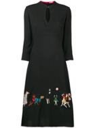 Vilshenko Embroidered Floral Details Dress - Black