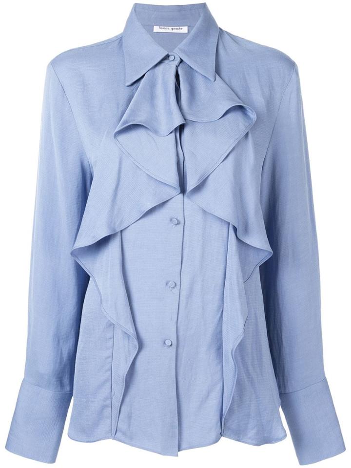 Bianca Spender Waterfall Ruffled Shirt - Blue