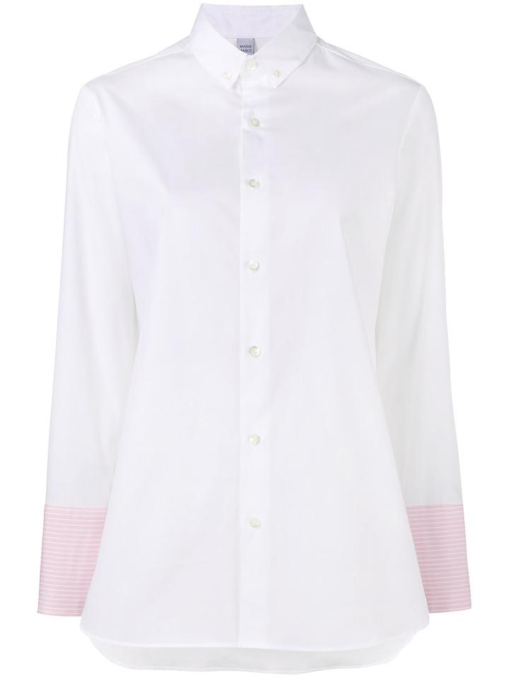 Marie Marot - Stripe Cuff Shirt - Women - Cotton - S, Women's, White, Cotton