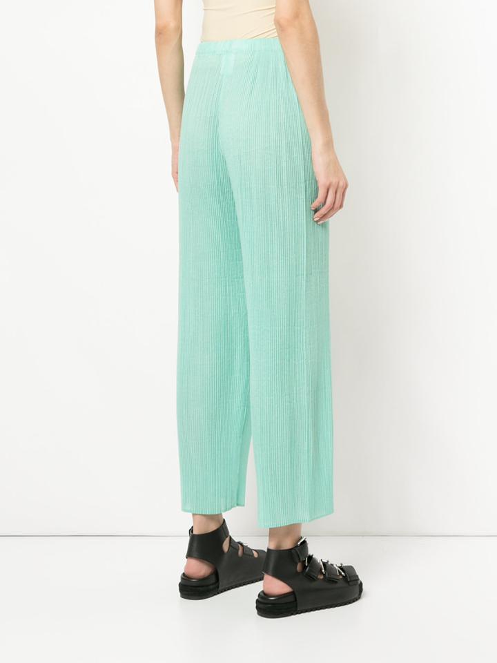 Issey Miyake Vintage Plated Cropped Trousers - Green