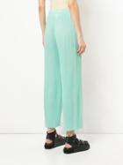 Issey Miyake Vintage Plated Cropped Trousers - Green