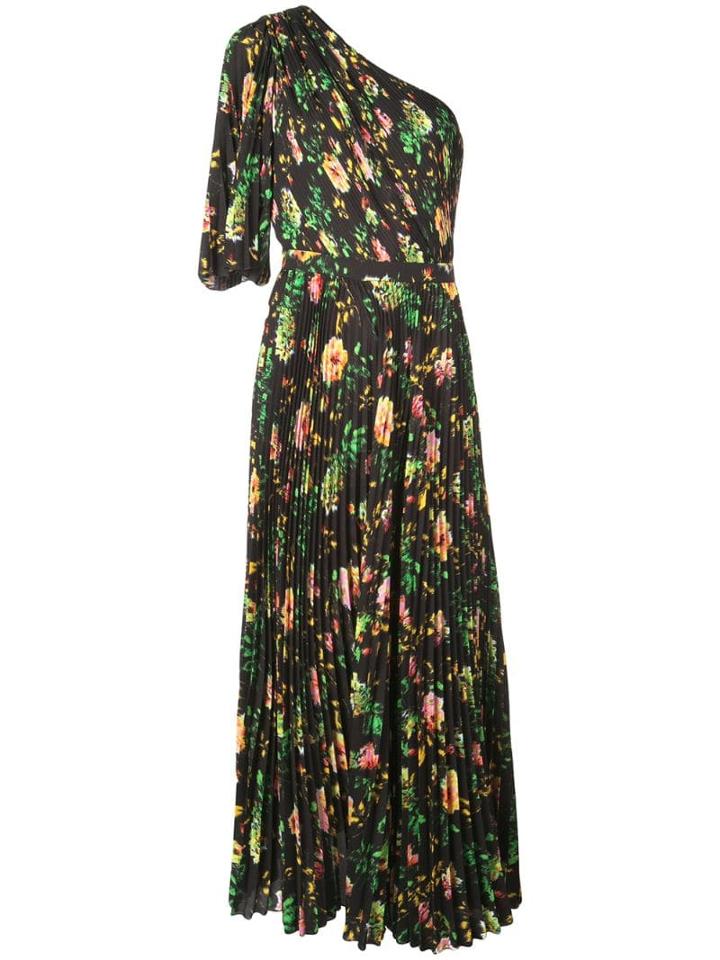 Msgm Floral Pleated Dress - Black