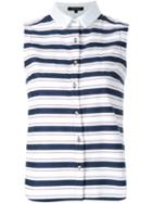 Loveless - Striped Sleeveless Shirt - Women - Cotton/rayon - 36, White, Cotton/rayon