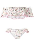 Anjuna Floral Print Flounce Bikini, Women's, Size: Xs, White, Polyamide/spandex/elastane