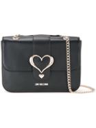 Love Moschino Heart Buckle Shoulder Bag, Women's, Black, Polyurethane