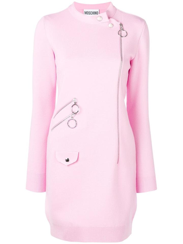 Moschino Zipped Biker Dress - Pink