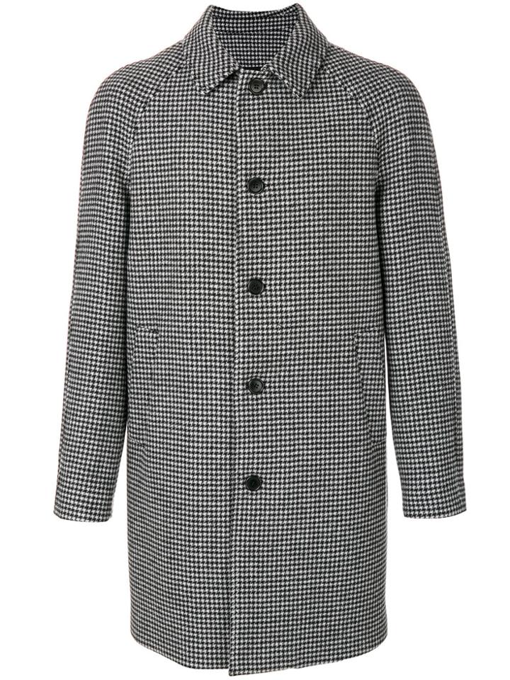 Msgm Houndstooth Pattern Coat - Black