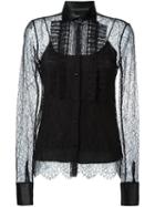 Ermanno Scervino Semi Sheer Lace Blouse, Women's, Size: 44, Black, Polyamide/cotton/viscose/silk