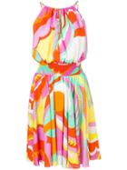 Emilio Pucci Acapulco Print Smocked Waist Dress - Orange