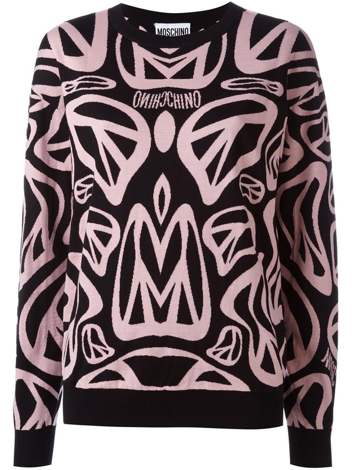 Moschino Peace Sign Intarsia Jumper, Women's, Size: Xs, Pink/purple, Virgin Wool