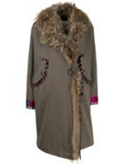 Bazar Deluxe Faux Fur Trim Wrap Coat - Grey