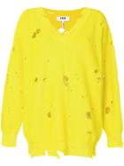 Msgm Distressed Style Sweater - Yellow