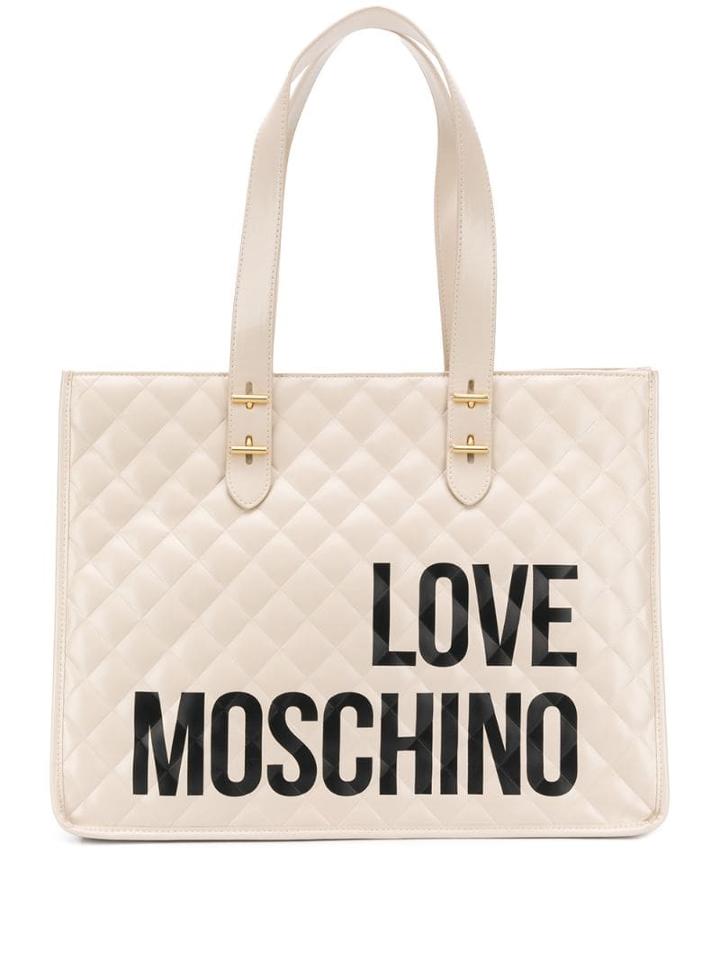 Love Moschino Quilted Logo Print Tote - Neutrals