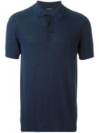Roberto Collina Shortsleeved Knit Polo Shirt, Men's, Size: 52, Blue, Cotton/polyamide