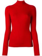 Joseph Ribbed High Neck Jumper, Women's, Size: Small, Red, Cashmere