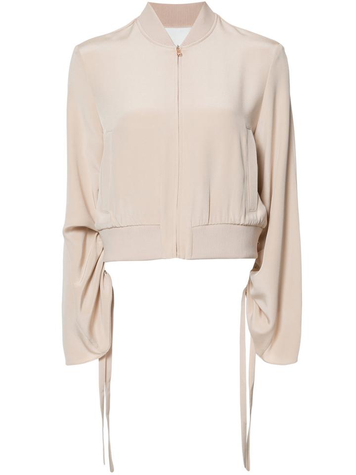 Tibi 4ply Sculpted Bomber Jacket, Women's, Size: Large, Pink/purple, Silk