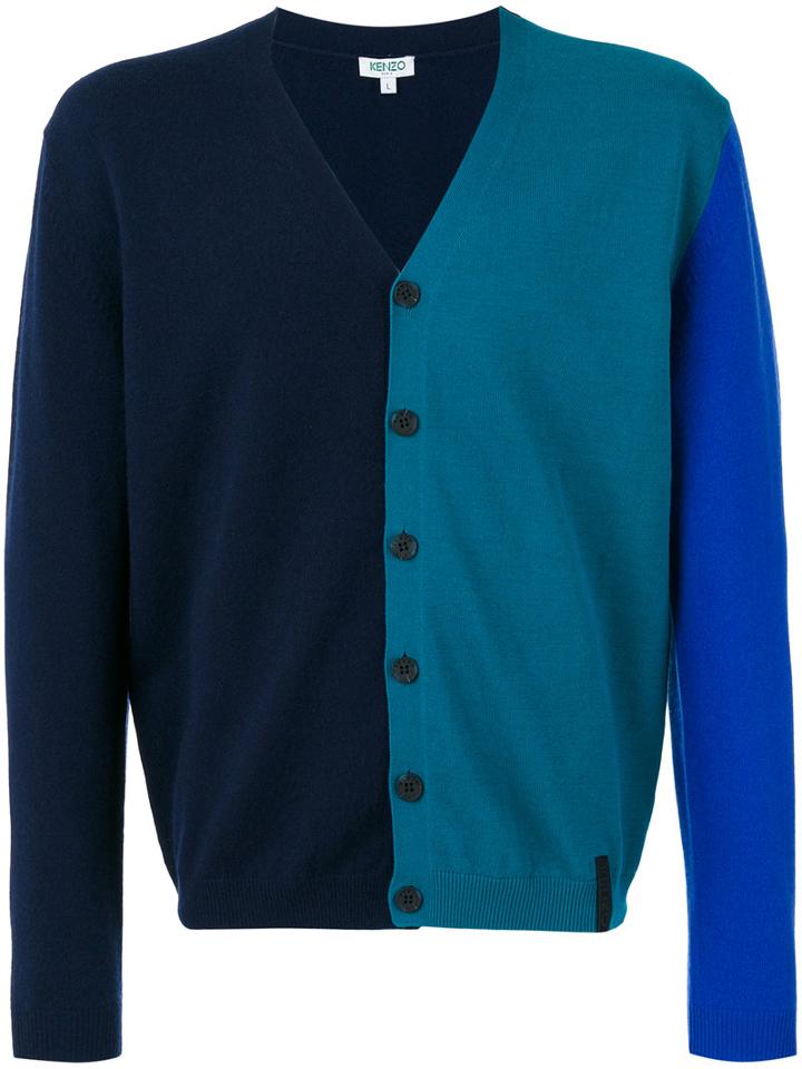 Kenzo V-neck Cardigan, Men's, Size: Small, Blue, Wool/cashmere/cotton