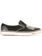 Diesel Embroidered Skull Slip-on Sneakers