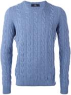 Fay Cable Knit Jumper, Men's, Size: 52, Blue, Viscose/cashmere/virgin Wool