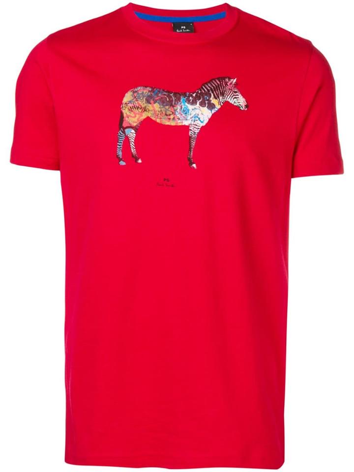 Ps Paul Smith Graffiti Zebra Print T-shirt - Red