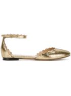 Chloé Gold Lauren Ankle Strap Flats - Metallic