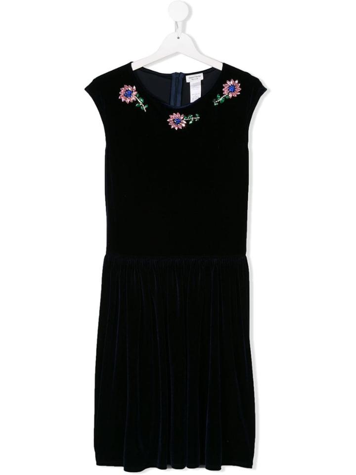 David Charles Kids Teen Embellished Velvet Dress - Blue