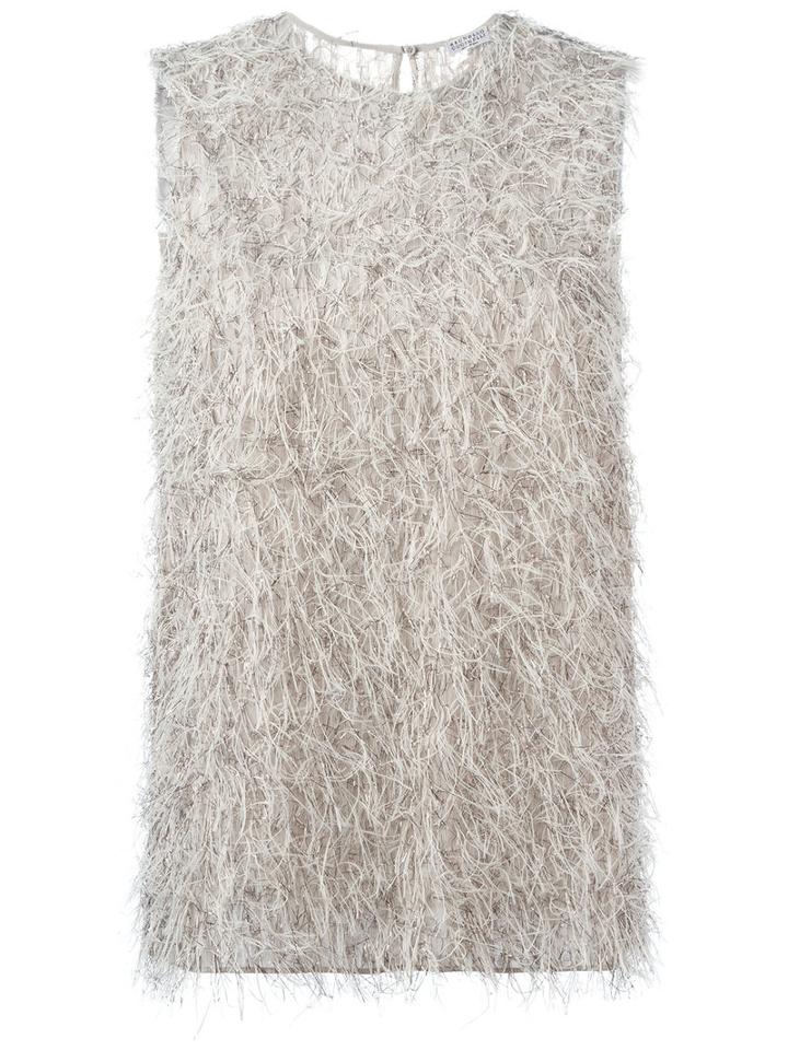 Brunello Cucinelli Furry Effect Top, Women's, Size: Large, Nude/neutrals, Viscose/polyester/polyamide/silk