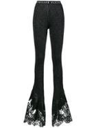 Philipp Plein Flared Ribbed Knit Trousers - Black
