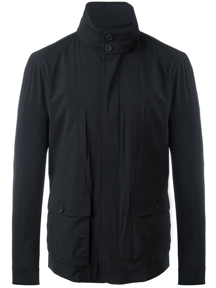 Kiton Button Up Raincoat, Size: 50, Blue, Elastodiene/polyamide