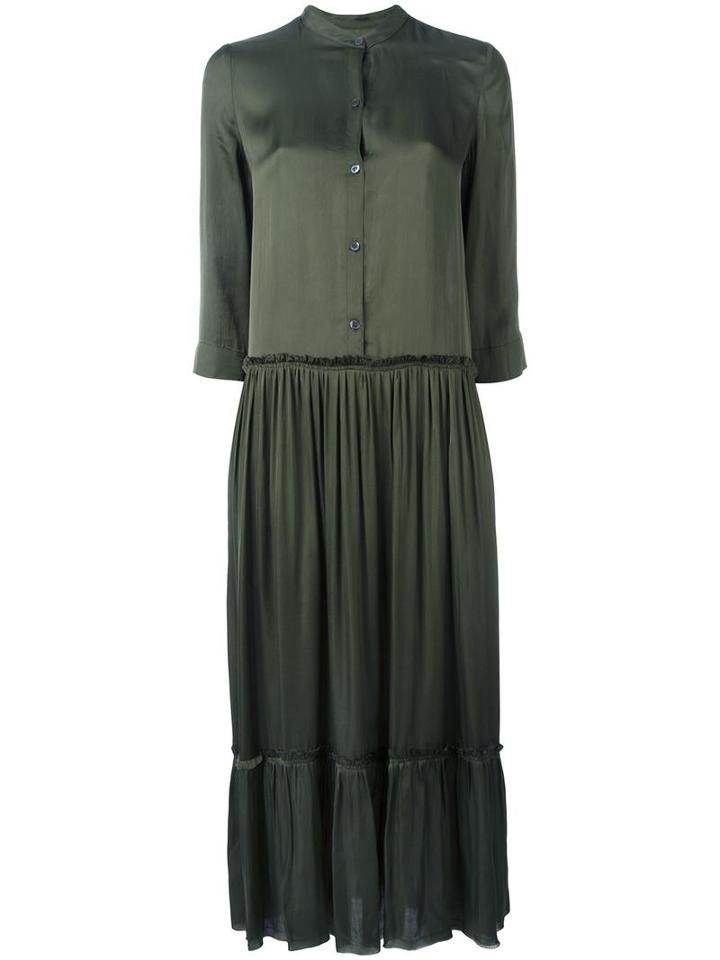 Raquel Allegra Shirred Waist Maxi Dress, Women's, Size: 3, Green, Viscose/cotton