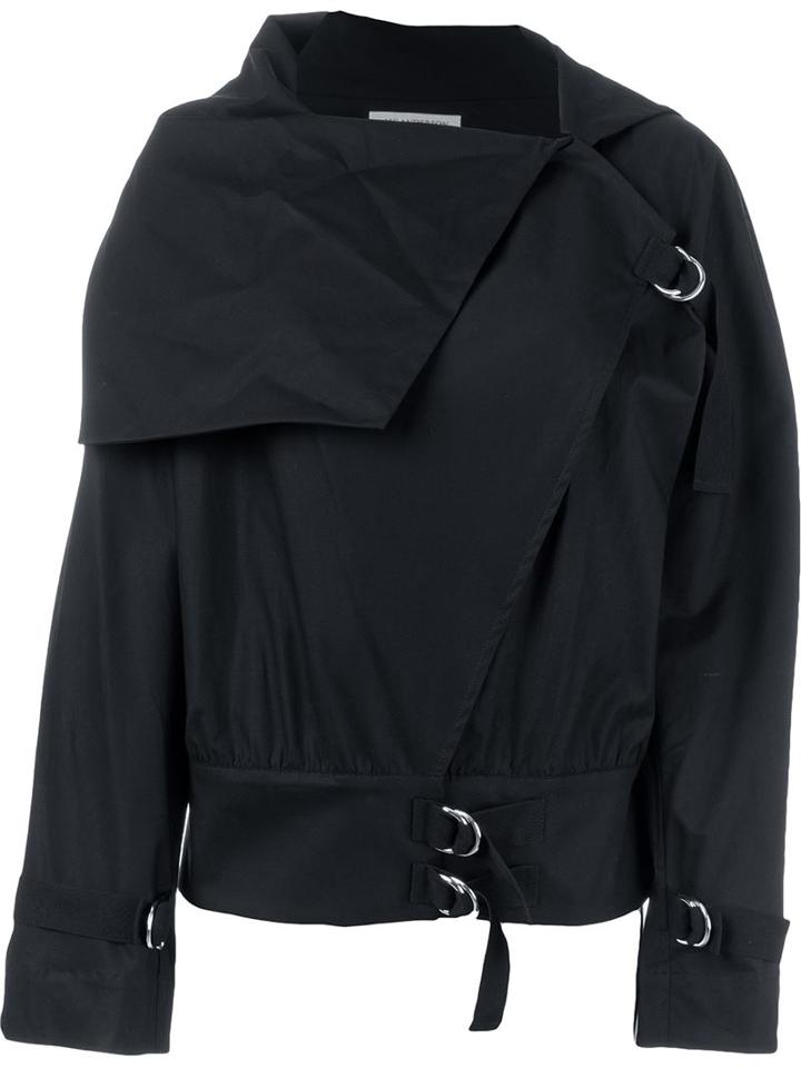 J.w. Anderson Cowl Neck Buckle Detail Jacket, Women's, Size: 10, Black, Cotton/polyurethane