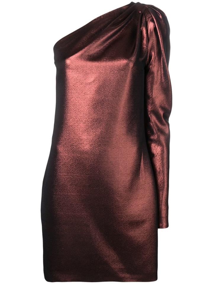 Victoria Victoria Beckham Metallic One-shoulder Dress - Brown