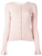 Red Valentino Ruffled Cuffs Cardigan, Women's, Size: Xs, Nude/neutrals, Silk/cashmere/polyamide