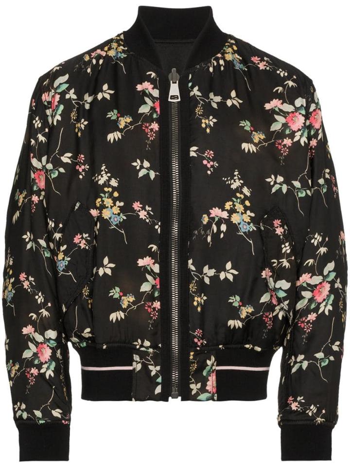 Haider Ackermann Freesia Floral Print And Black Reversible Bomber