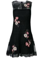 Red Valentino Floral Lace Flared Dress - Black