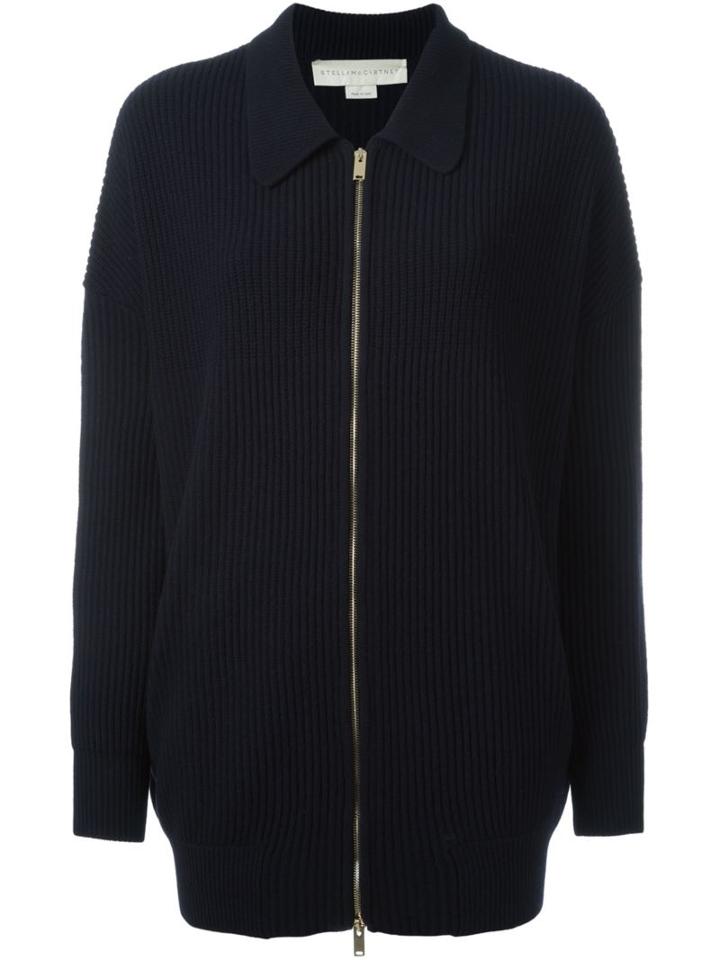 Stella Mccartney Collared Zip-up Cardigan, Women's, Size: 36, Blue, Virgin Wool