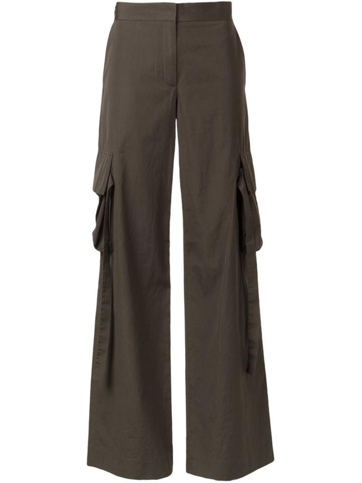 Helmut Lang Flared Cargo Pants, Women's, Size: 2, Green, Cotton