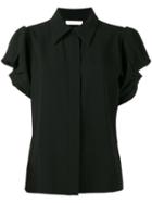 Chloé - Puff Sleeved Blouse With Keyhole Detailing - Women - Silk/acetate/viscose - 36, Black, Silk/acetate/viscose