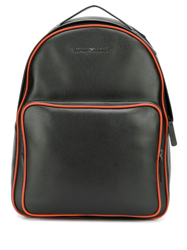 Emporio Armani Contrast Trimmed Backpack - Black
