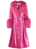 Saks Potts Belted Glossy-effect Trench Coat - Pink