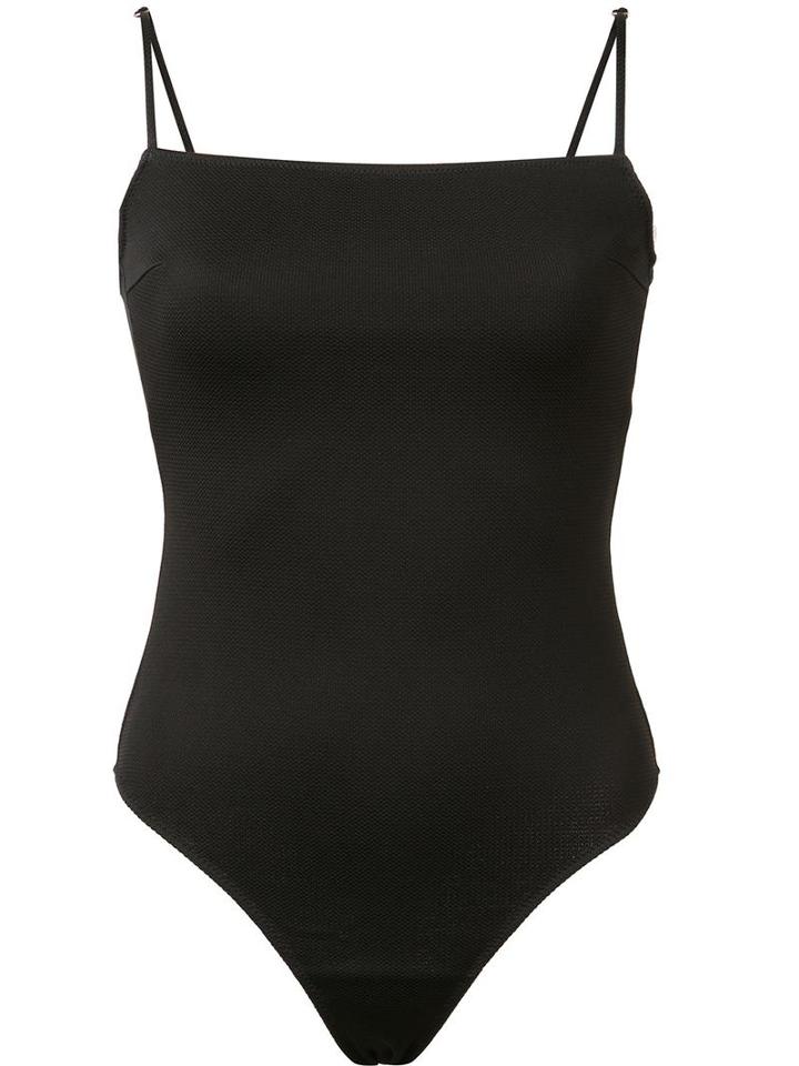 Fleur Du Mal Straight Neck Spaghetti Strap Bodysuit, Women's, Size: Large, Polyamide/viscose