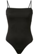 Fleur Du Mal Straight Neck Spaghetti Strap Bodysuit, Women's, Size: Large, Polyamide/viscose