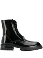 Ann Demeulemeester Patent Lace-up Ankle Boots - Black