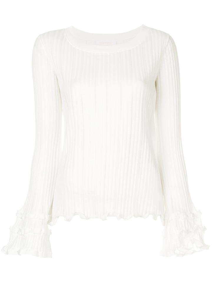 See By Chloé Frilled Rib Knit Sweater - White