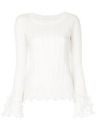 See By Chloé Frilled Rib Knit Sweater - White