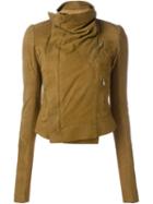 Rick Owens Suede Biker Jacket, Women's, Size: 42, Brown, Silk/cotton/cupro/lamb Nubuck Leather