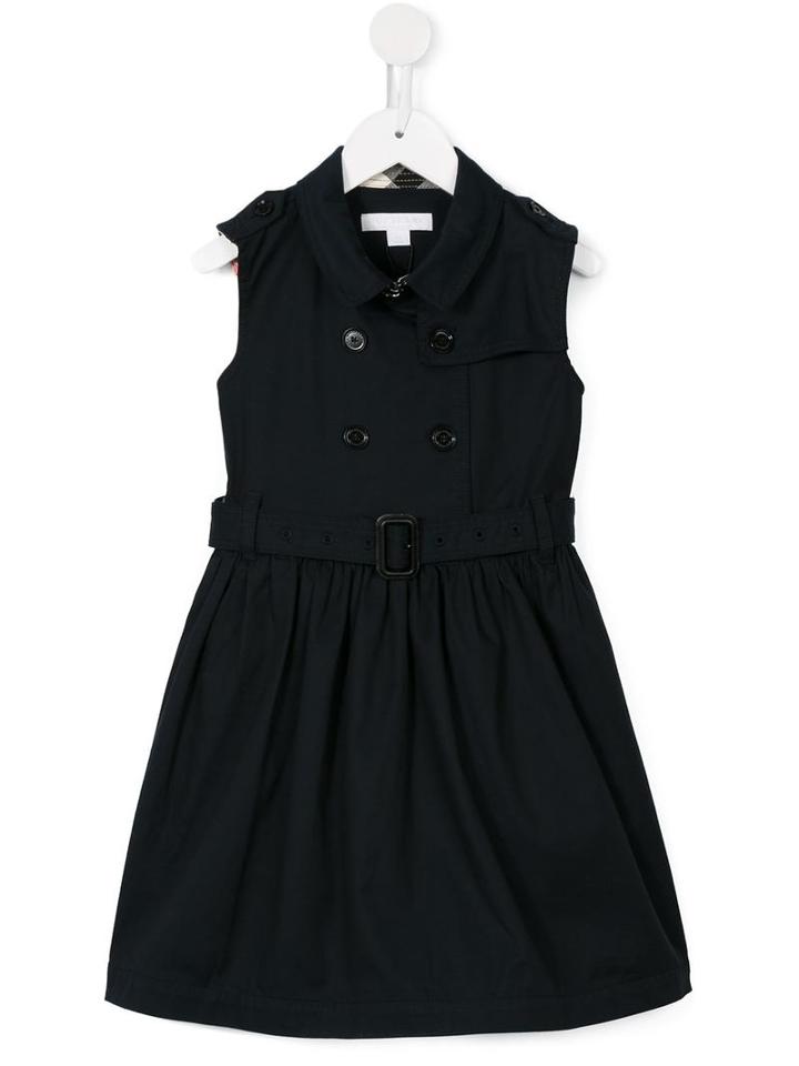 Burberry Kids Sleeveless Trench Dress, Girl's, Size: 10 Yrs, Blue