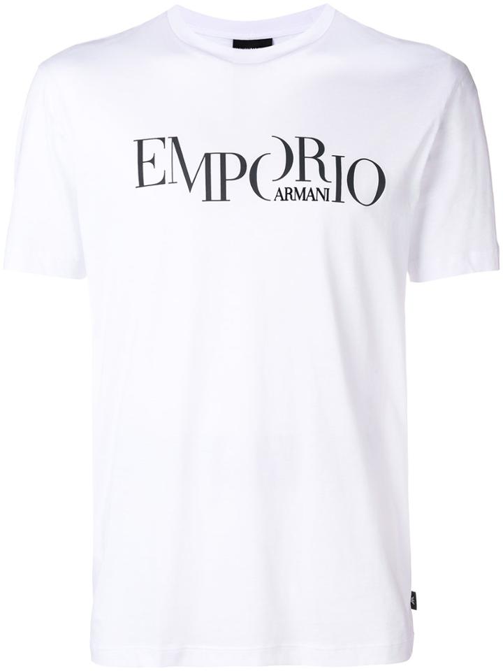 Emporio Armani Logo Printed Short Sleeve T-shirt - White