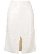 Ganni Slit Sequin Midi Skirt - White