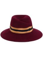 Maison Michel - Cherry Red Virginie Contrast Band Fedora Hat - Women - Wool - M, Wool